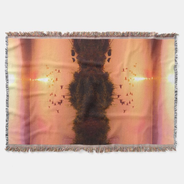 Couverture Sunset Sunrise Lake plage côtière Peach Orange (Devant)