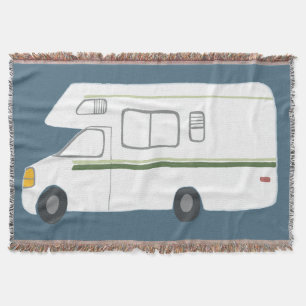 Couverture Sweet Vintage Motorhome Camper RV sur bleu profond