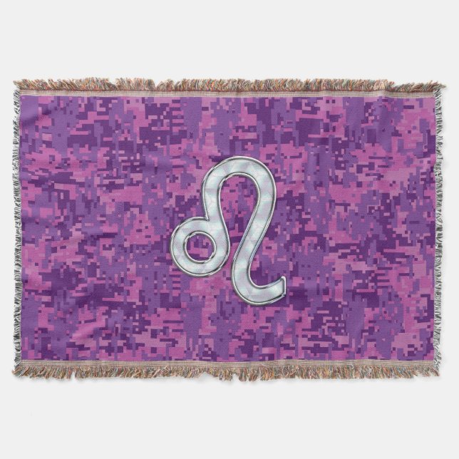 Couverture Symbole Leo Zodiac sur Camo numérique Fuchsia rose (Devant)