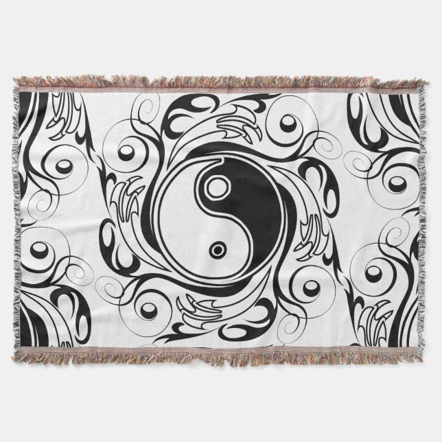 Couverture Symbole Yin & Yang noir et blanc de style tatouage (Devant)