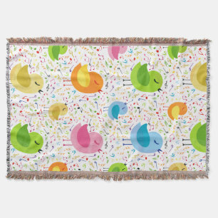 Couverture Sympa Colorful Chanter Oiseaux et notes de musique