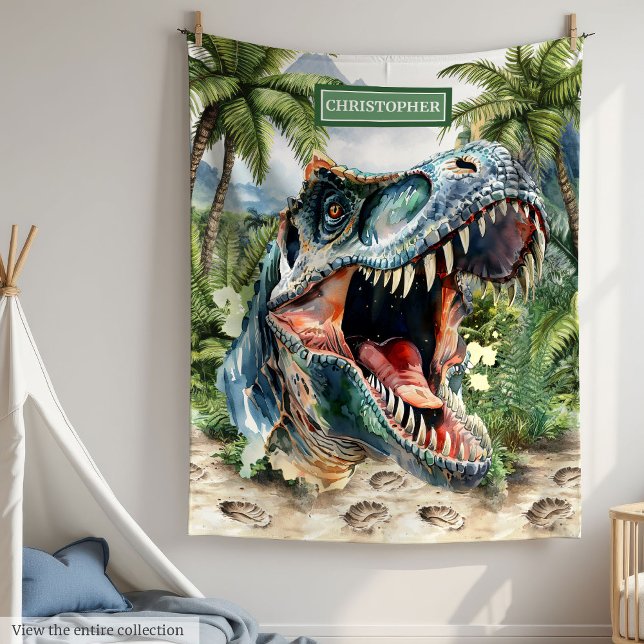 Couverture T-Rex en colère Nom personnalisé (Angry T-Rex Blanket Personalized Custom Name)