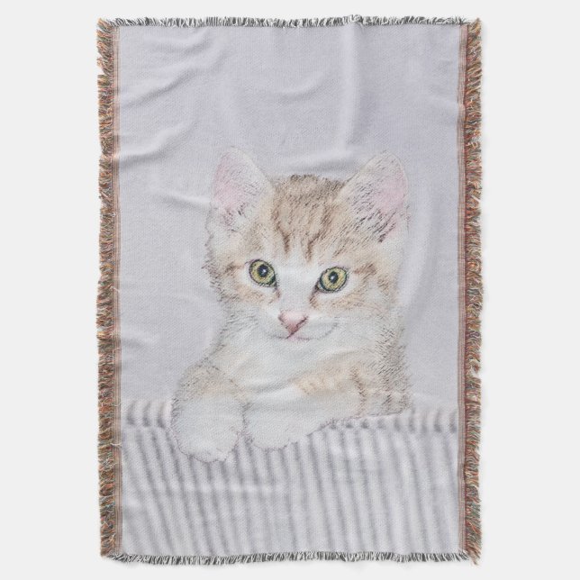 Couverture Tabby Orange Kitten Peinture - Art Chat original (devant Vertical)