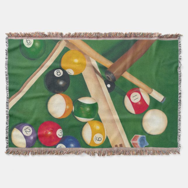 Couverture Table de billard Lifelike avec boules et craie (Devant)