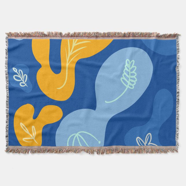 Couverture Taches botaniques abstraites bleu jaune (Devant)