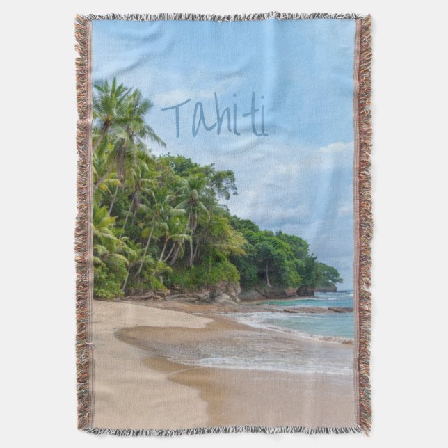 Couverture Tahiti Sand Beach Ciel bleu Palmiers (devant Vertical)