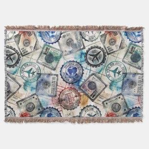 Couverture Tampon de passeport rustique motif de voyage (2)