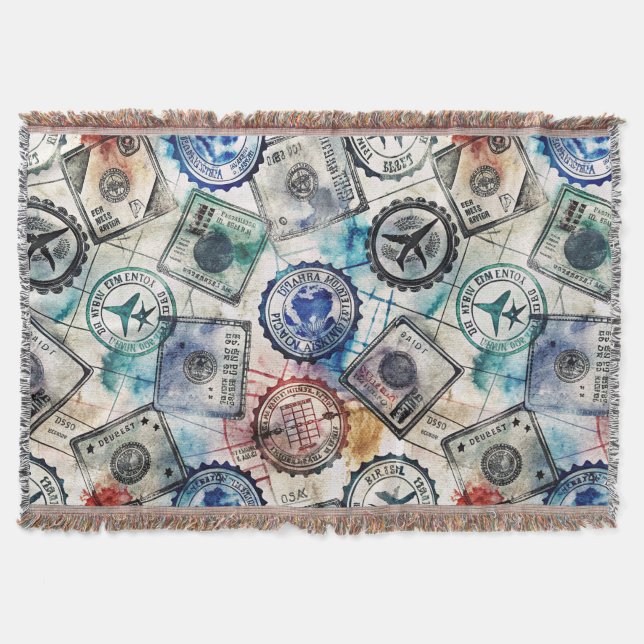 Couverture Tampon de passeport rustique motif de voyage (2) (Devant)