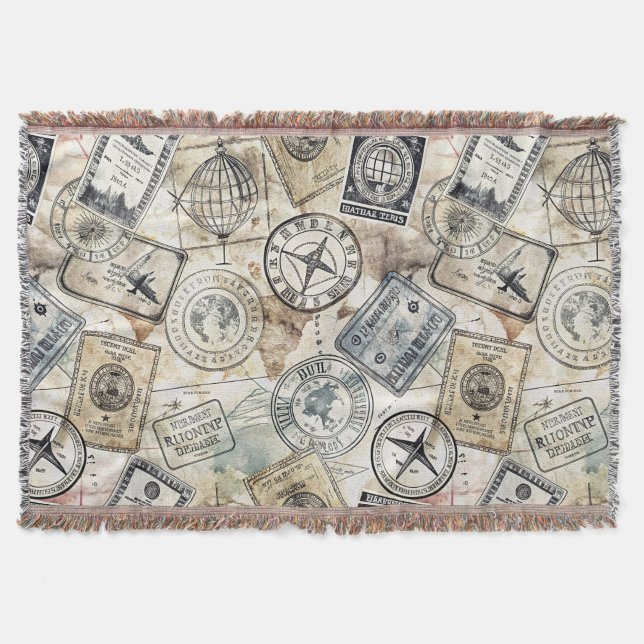 Couverture Tampon de passeport rustique motif voyage (4) (Devant)
