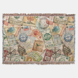 Couverture Tampon de passeport rustique motif voyage (5)