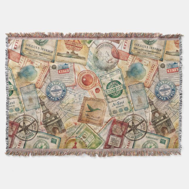 Couverture Tampon de passeport rustique motif voyage (5) (Devant)