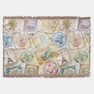 Couverture Tampon de passeport rustique motif voyage (8)