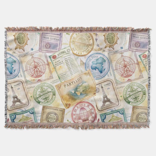 Couverture Tampon de passeport rustique motif voyage (8) (Devant)