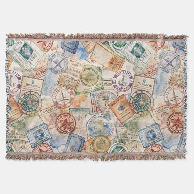 Couverture Tampon de passeport rustique motif voyage (9) (Devant)