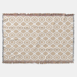 Couverture Tan et motif marocain géométrique blanc de trellis