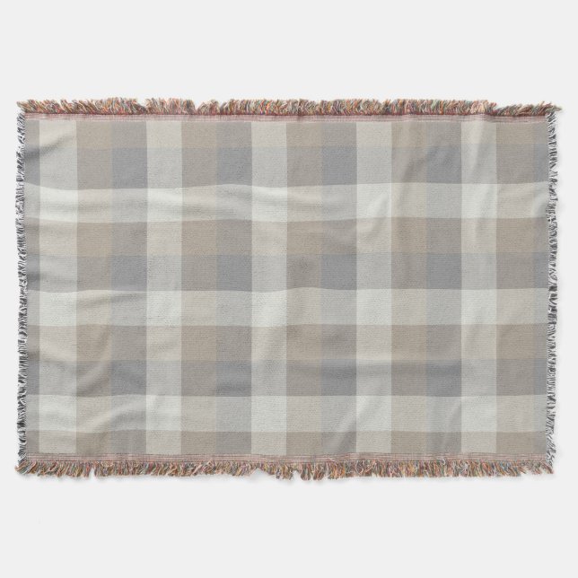 Couverture Tan Grey Ivory Neutre Rustique Plaid (Devant)