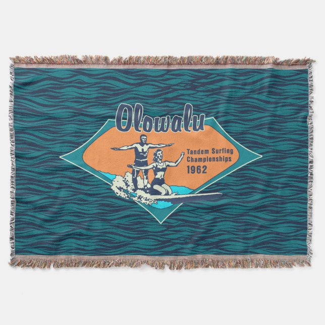 Couverture Tandem Surfing Hawaiian Vintage Surf Design (Devant)