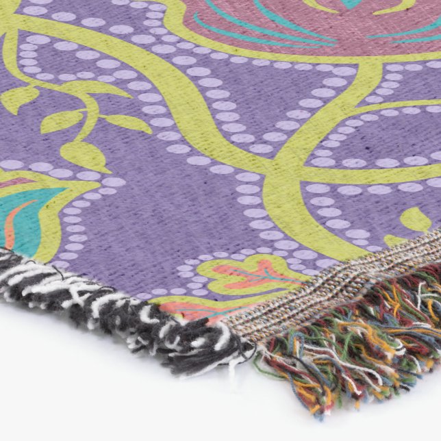 Couverture Tapis extérieur floral chintz violet et chartreuse (Coin)