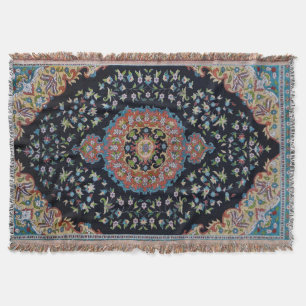 Couverture Tapis Kilim Ancien Oriental Bleu Beau