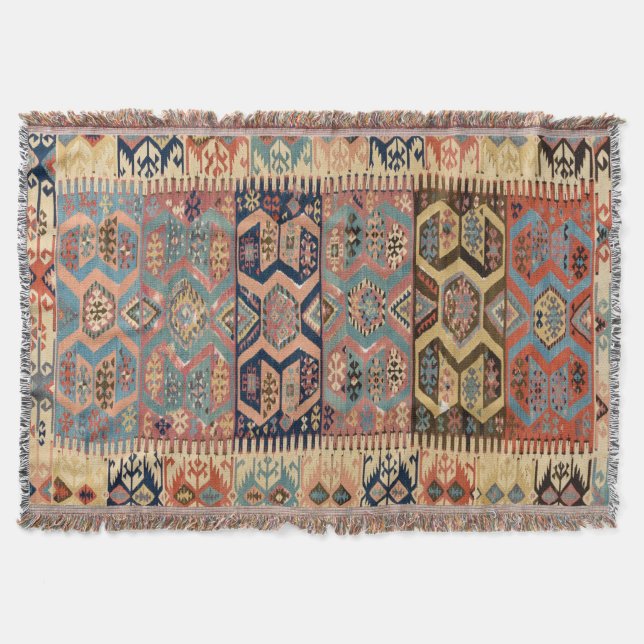 Couverture Tapis Oriental Perse Turc Antique Kilim (Devant)