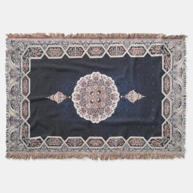 Couverture Tapis persan turc bleu antique (Devant)