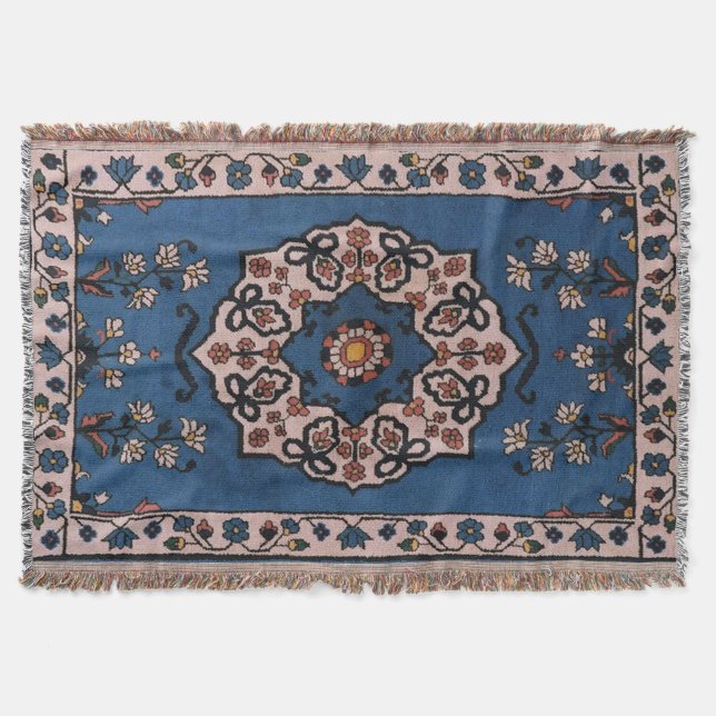 Couverture Tapis persan turc oriental antique bleu (Devant)