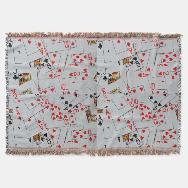 Couverture Tapisserie tissée avec un jeu de cartes. (Devant)