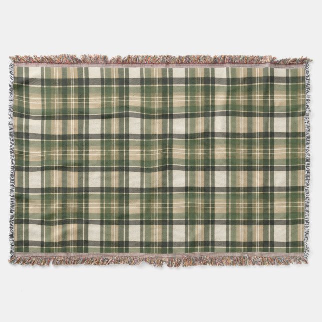 Couverture Tartan à carreaux vert forêt de bois (Devant)