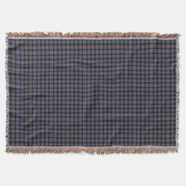 Couverture Tartan de reproduction marron et bleu du clan Mack (Devant)