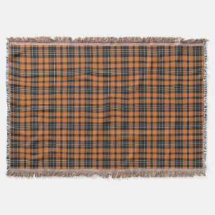 Couverture Tartan écossais Plaid Orange Motif noir