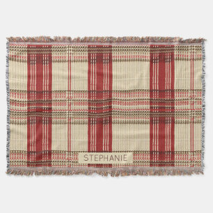 Couverture Tartan rouge classique et noir - Rustique tissé 2