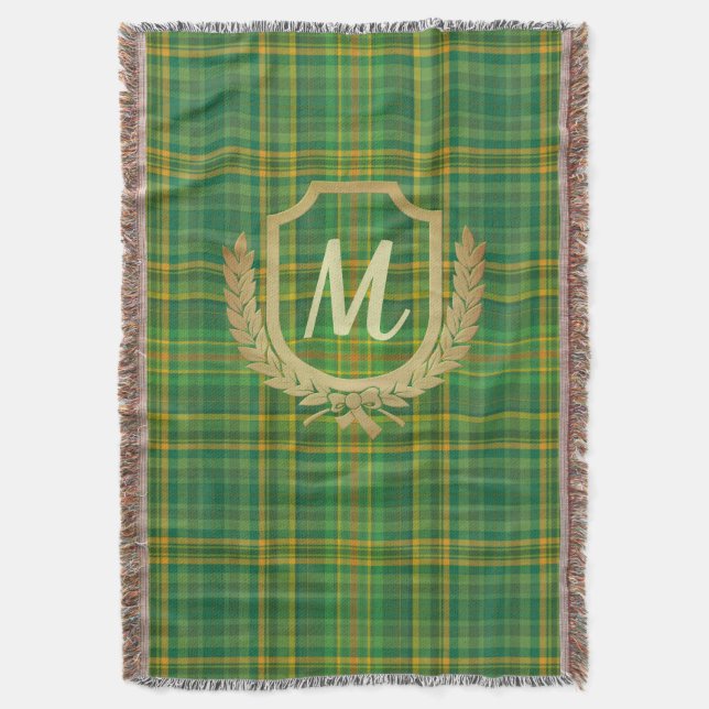 Couverture Tartan vert riche (Plaid) personnalisé (devant Vertical)