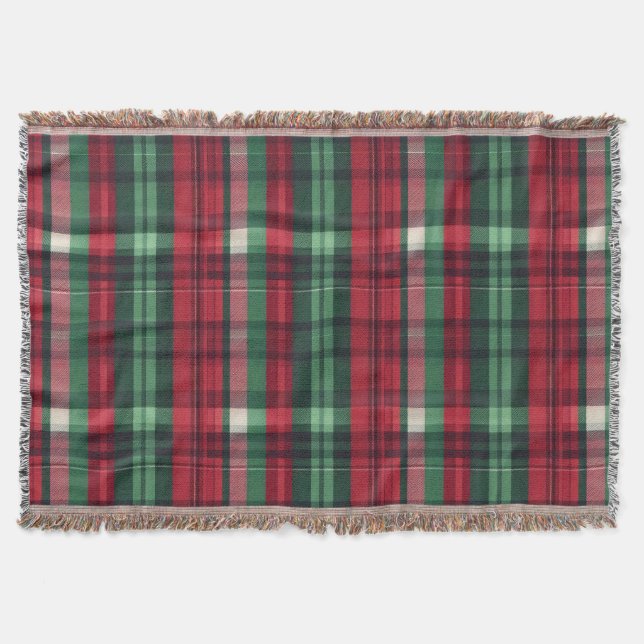 Couverture Tartan vert rouge traditionnel (Devant)