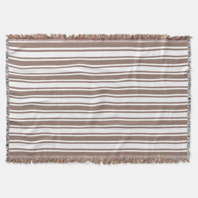 Couverture Taupe brun et blanc bonbons rayures (Devant)