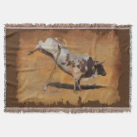 Taureau de Rodéo de Champion qui rue sur un Parche