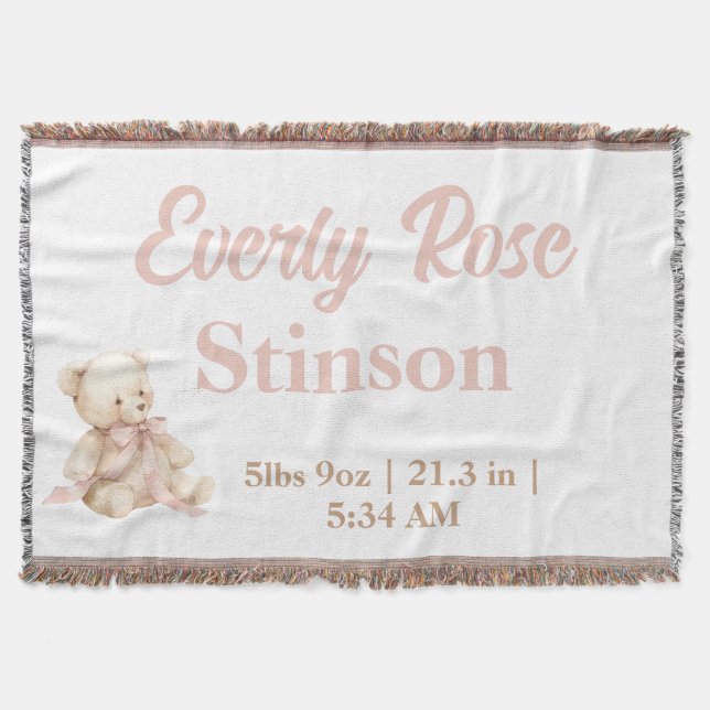 Couverture Teddy Bear Pastel Champagne  Gold Baby Girl  (Devant)