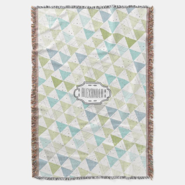 Couverture Teepee Aqua Vert et gris Lune Nuages Lodge Boys (devant Vertical)