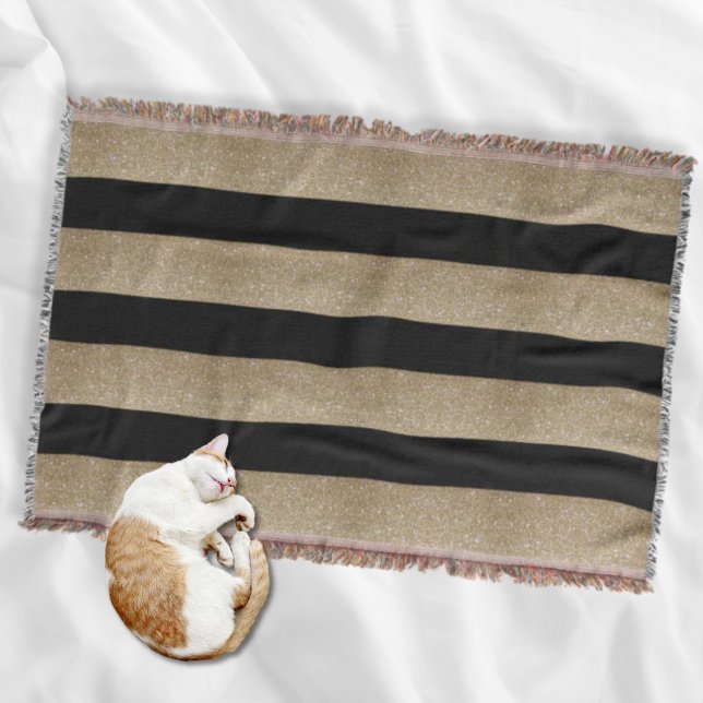 Couverture tendance géométrique et design rayures noir et or (trendy stylish geometric black and gold stripes throw blanket)