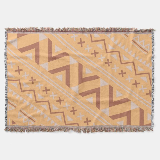 Couverture Terracotta Aztec Herringbone Style bohème moderne (Devant)