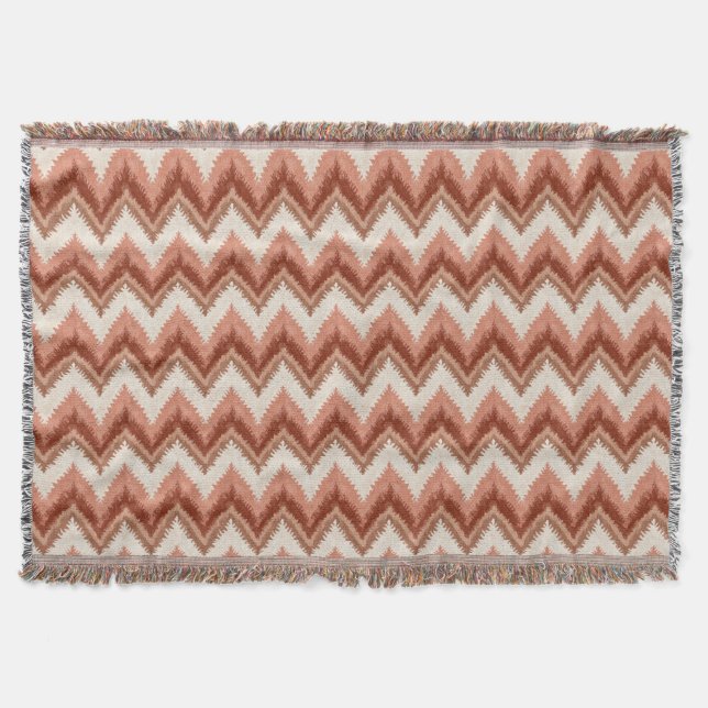 Couverture Terracotta Boho Zigzag - Rustic Chevron (Devant)