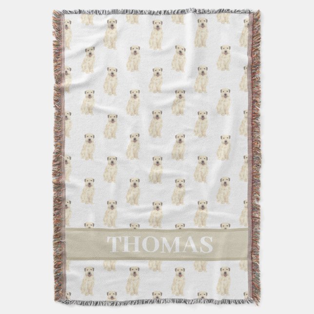 Couverture Térrier Wheaten Personnalisé Tan & Blanc (devant Vertical)