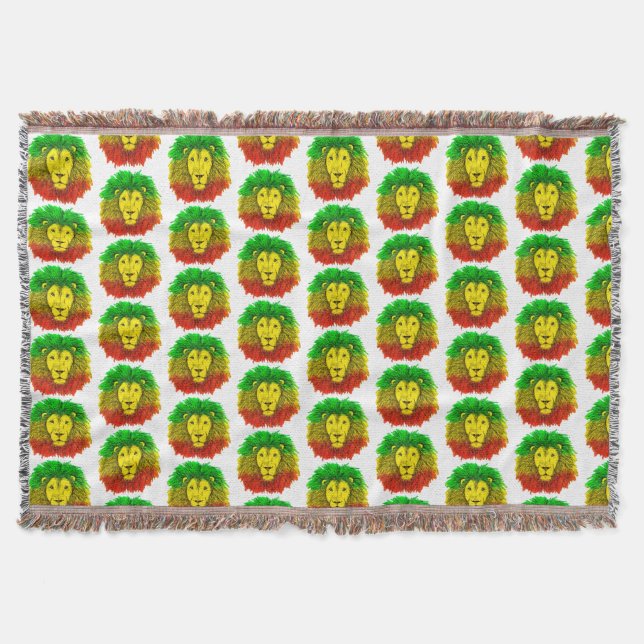 Couverture Tête de lion Rasta rouge jaune vert dessin Jamaïqu (Devant)
