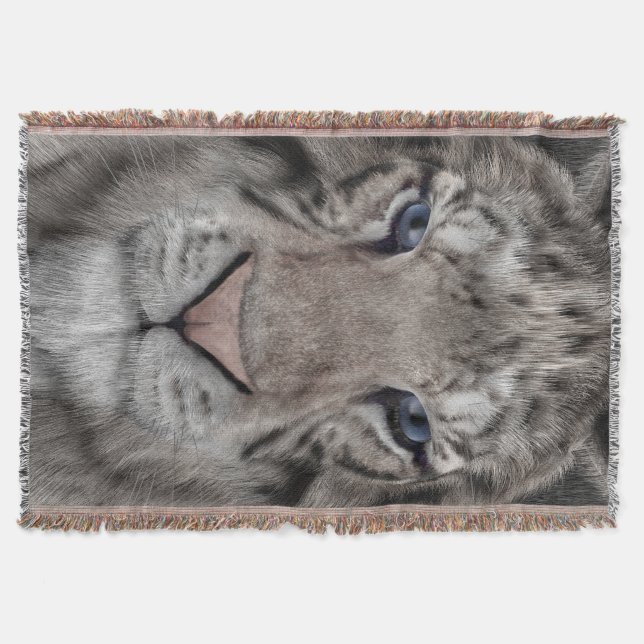 Couverture Tête de Tigre Blanc Esthétique Faunique (Devant)