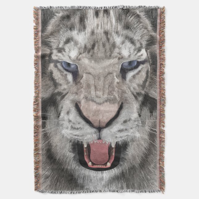 Couverture Tête de Tigre Blanc Esthétique Faunique (devant Vertical)
