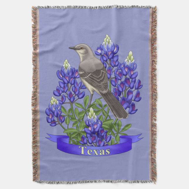 Couverture Texas State Mockingbird & Bluebonnet Flower (devant Vertical)