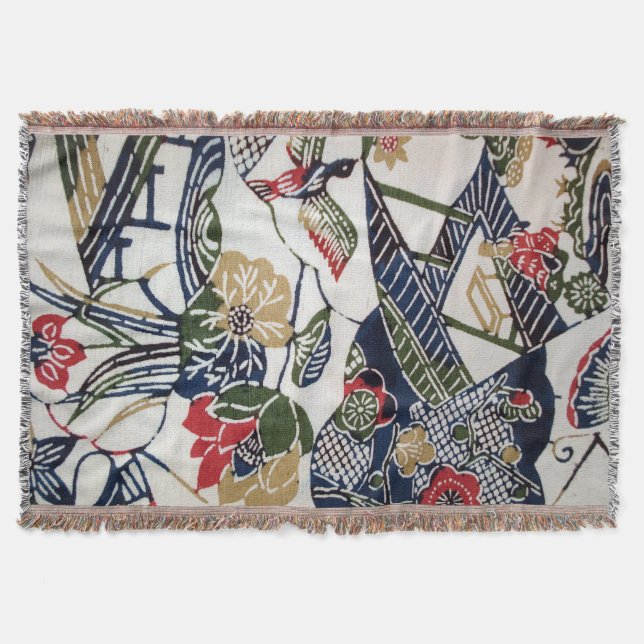 Couverture Textile japonais vintage de kimono (Bingata) (Devant)