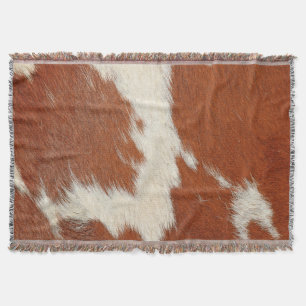 Couverture Texture de cuir de vache marron et blanc