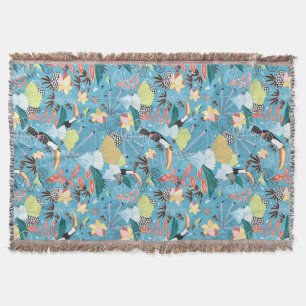 Couverture Texture tropicale avec des toucans et des colibris