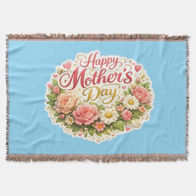 Couverture Throw Blanket happy Mother's Day floral wreath woo (Devant)