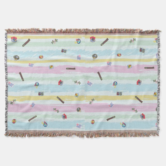 Couverture Throw Blanket – Sports & Stripes Pastel Racing  (Devant)
